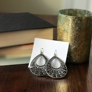 Antiqued Silver-toned Dangle Earrings